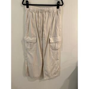 Habitual Women's Cargo Pants M Drawstring Waist Beige Cotton Modal Blend